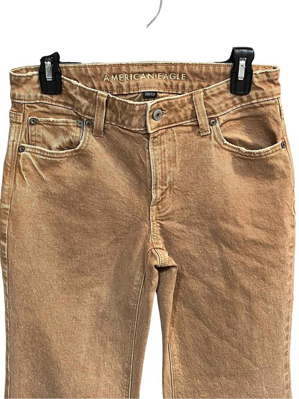 AE Khaki Colored Denim Low Rise Flare Jeans - Tan/Light Brown - Size 6 - Picture 6 of 11